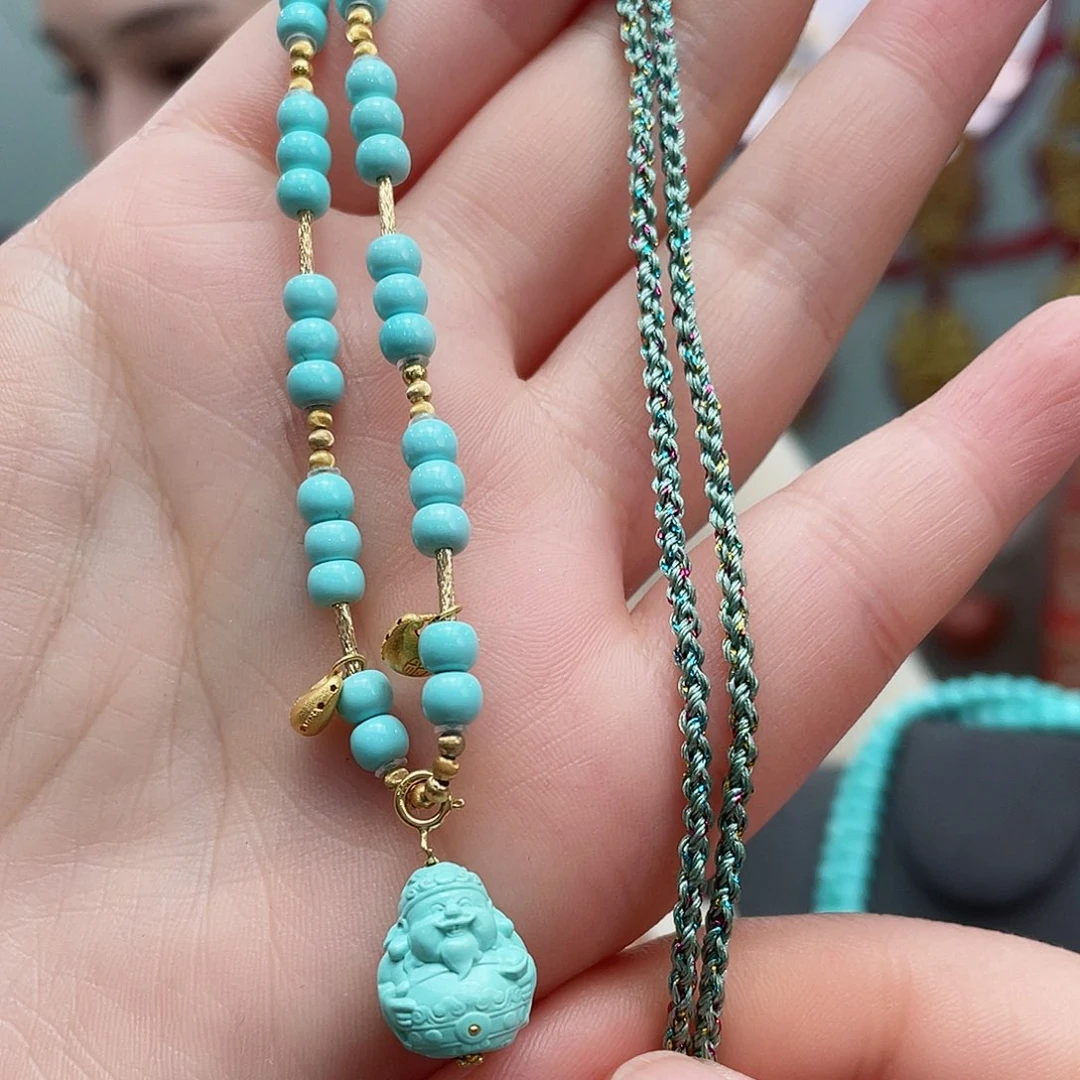 绿松石颈饰18K金镶嵌