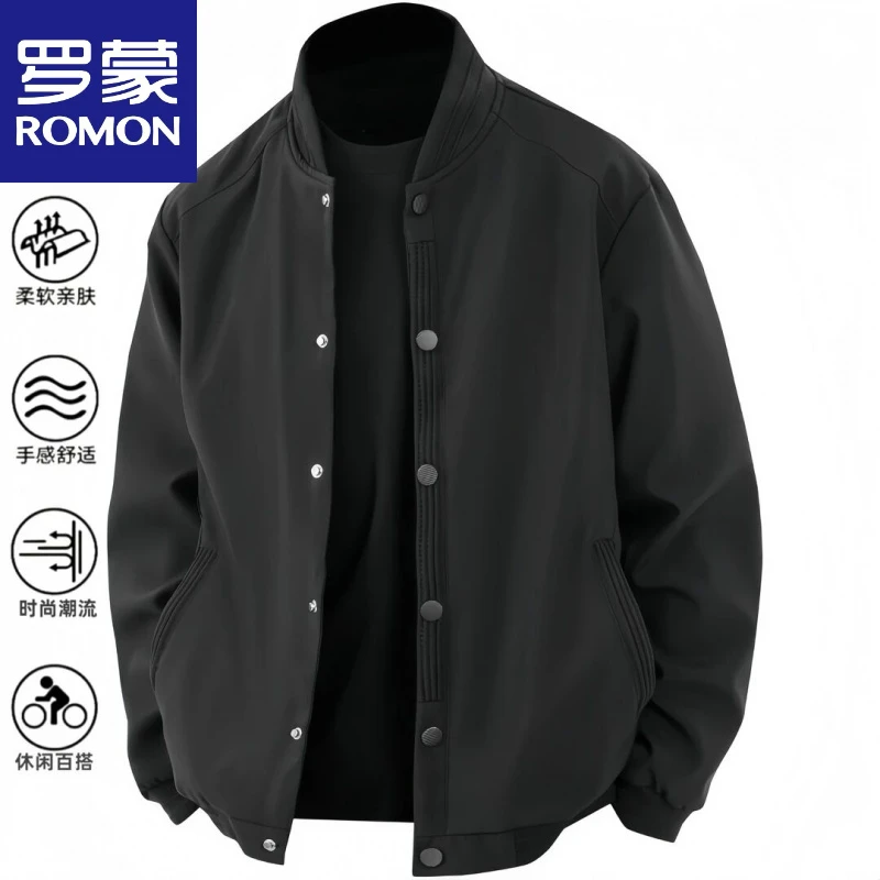 Romon/罗蒙春秋季新款外套男士商务休闲百搭上衣潮流时尚大码夹克