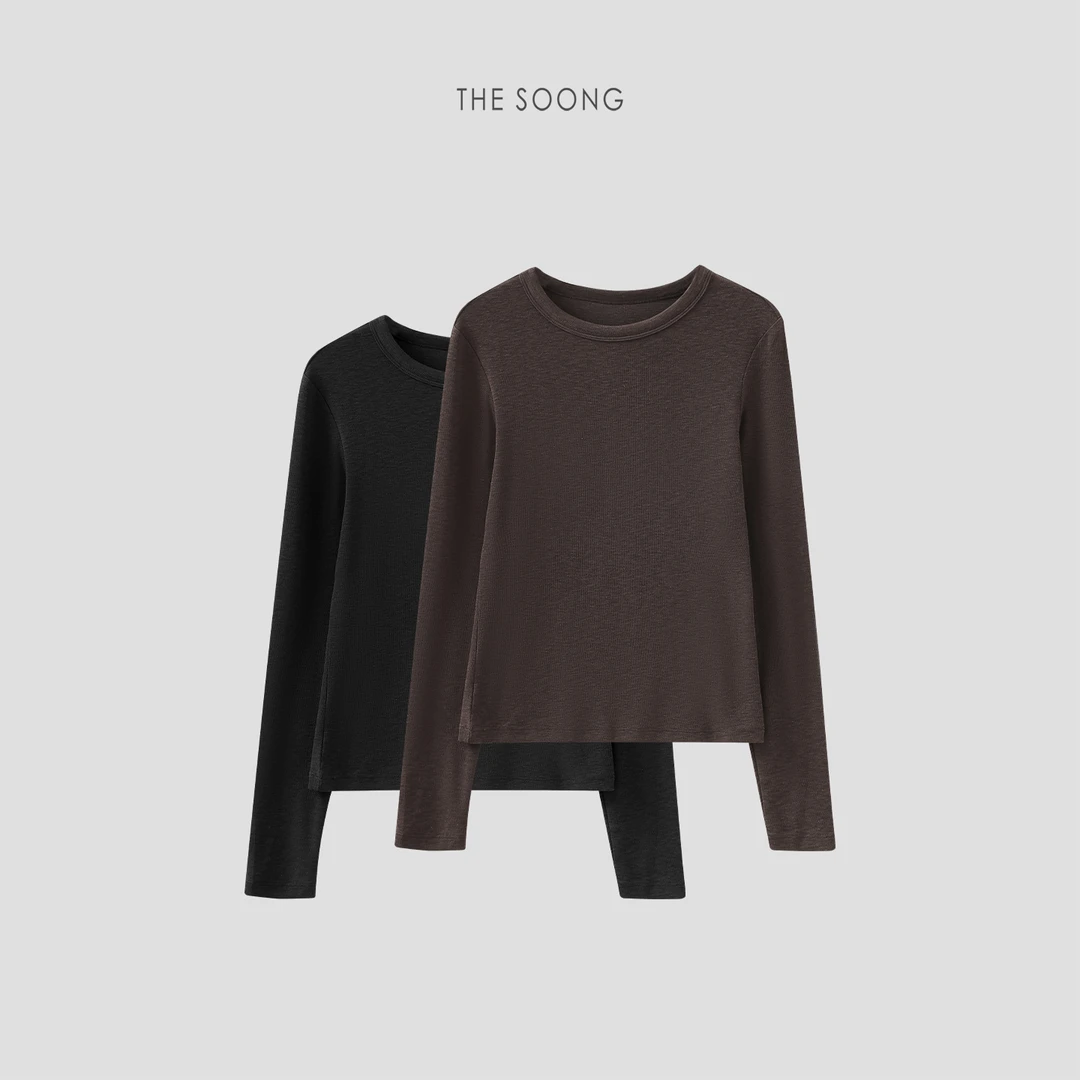 THESOONG|"Row家魔力T"天丝棉亲肤裸感肌理圆领T恤上衣HWTX7843