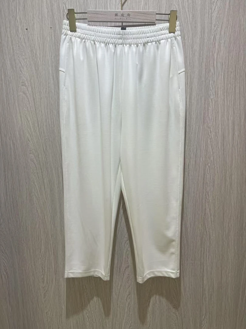 水淼夏装新款0526简约大方款高腰舒适百搭萝卜裤