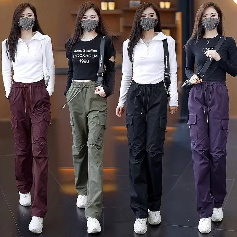 工装裤女2025春秋季新款宽松显瘦直筒束脚两穿百搭休闲裤运动裤女