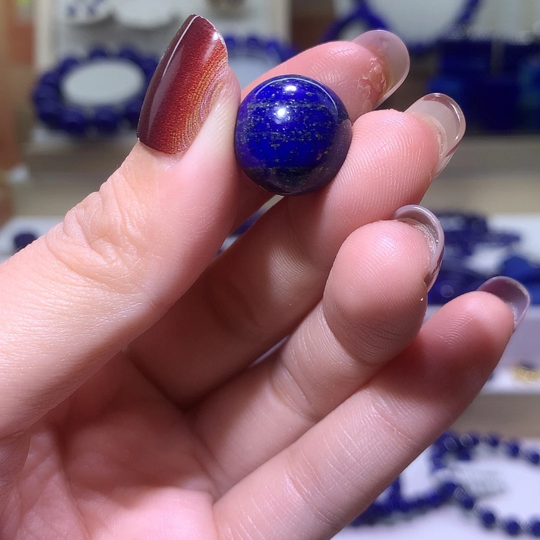 青金石未镶嵌天然原矿单圆珠1 5．3m