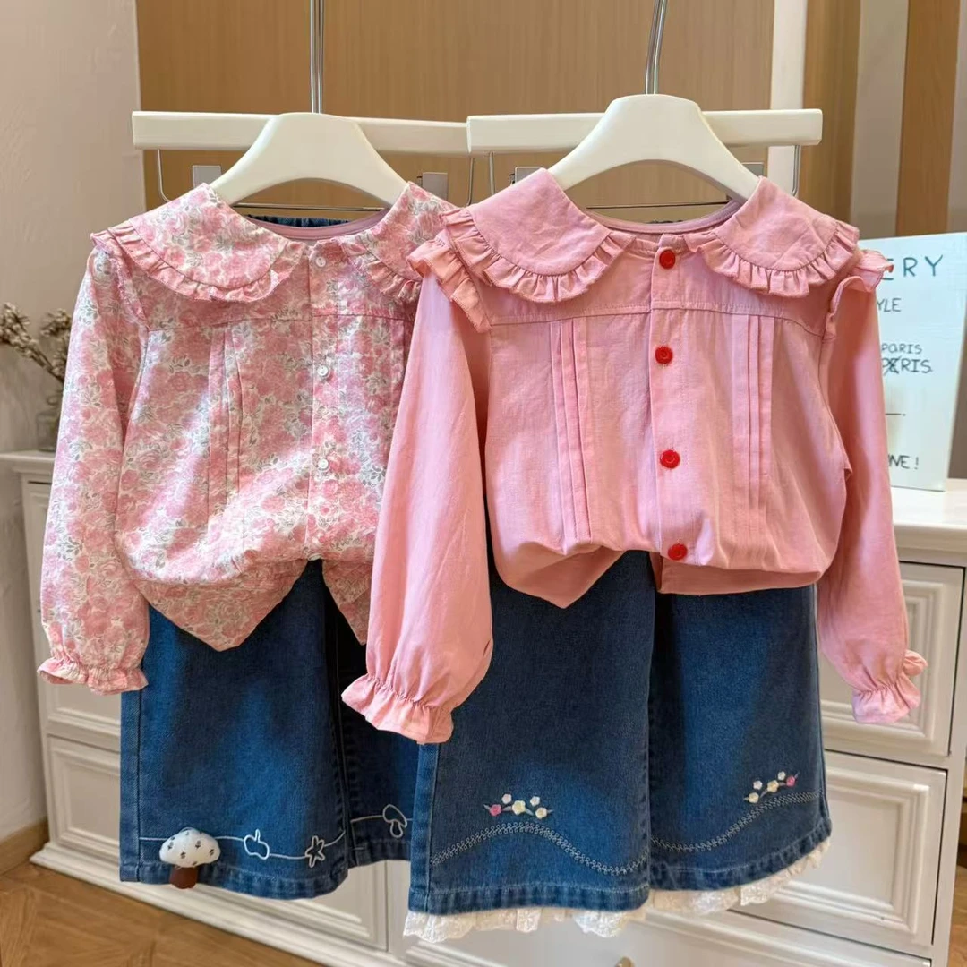 女童秋装新款纯棉衬衣宝宝韩版时尚洋气衬衫上衣女童女童衬衫童装