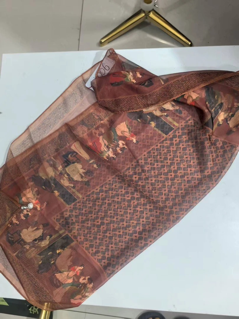 F006  薯莨纱 磁吸扣方巾 70*70百搭围巾丝巾披肩通用