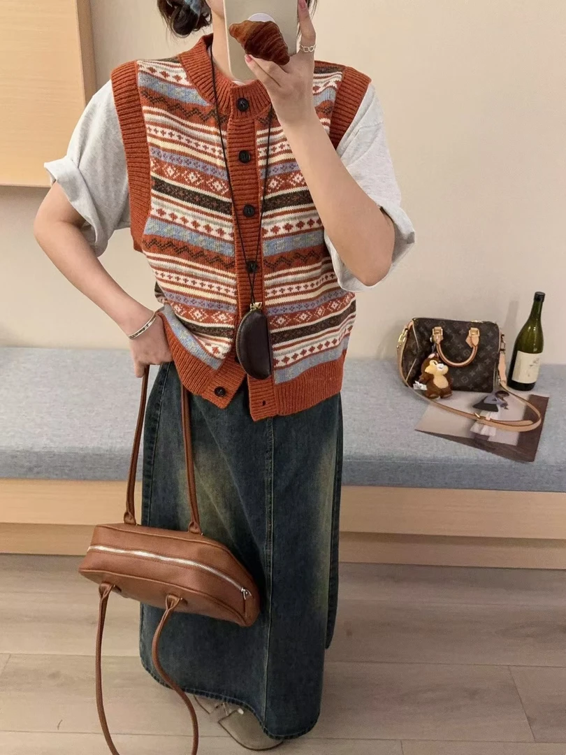 2025秋季开衫毛衣马甲女韩版叠穿时尚百搭