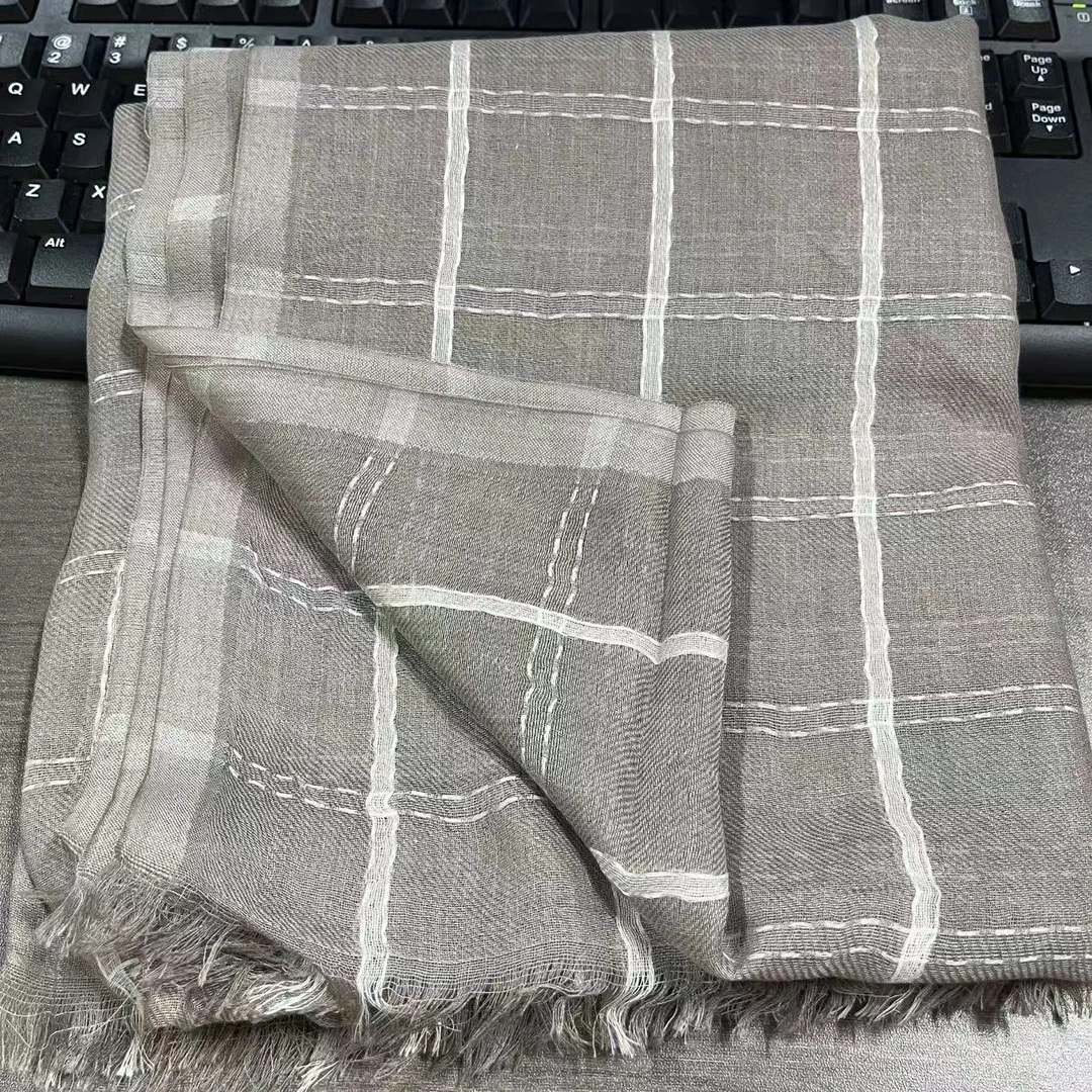 （奶茶方格）戒指绒95*200左右长巾