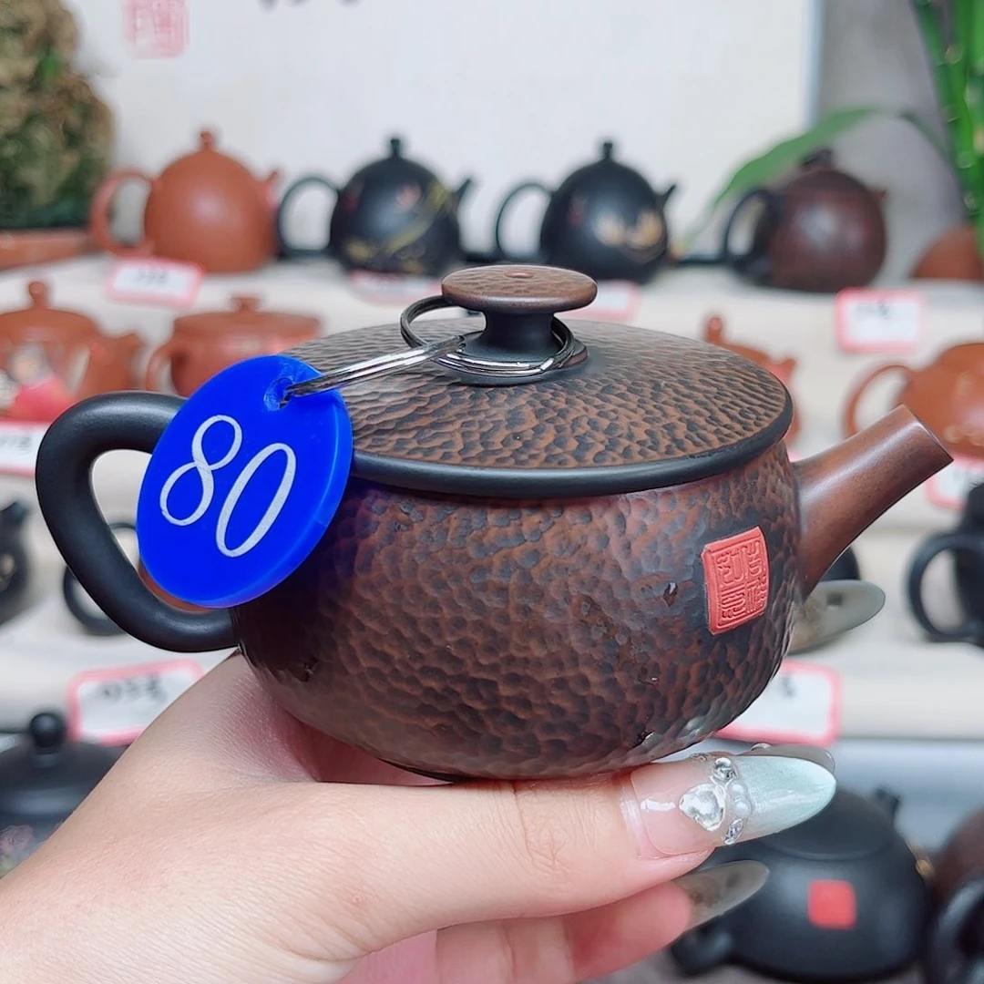 170毫升微微瑕纯手工锤纹大口石瓢壶