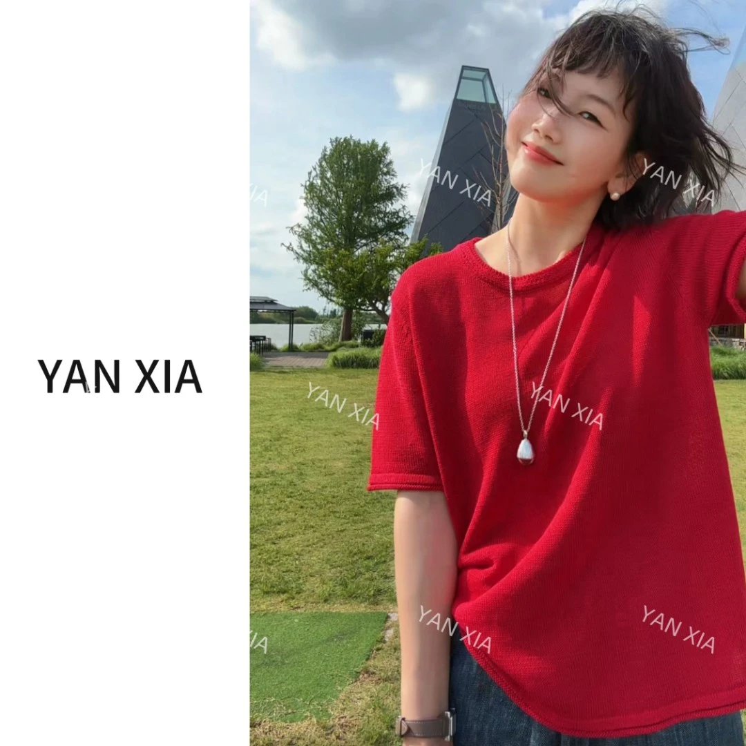 松弛感老钱风 和纸纱短袖 百搭凉快款 时尚休闲夏季女上衣 W-265