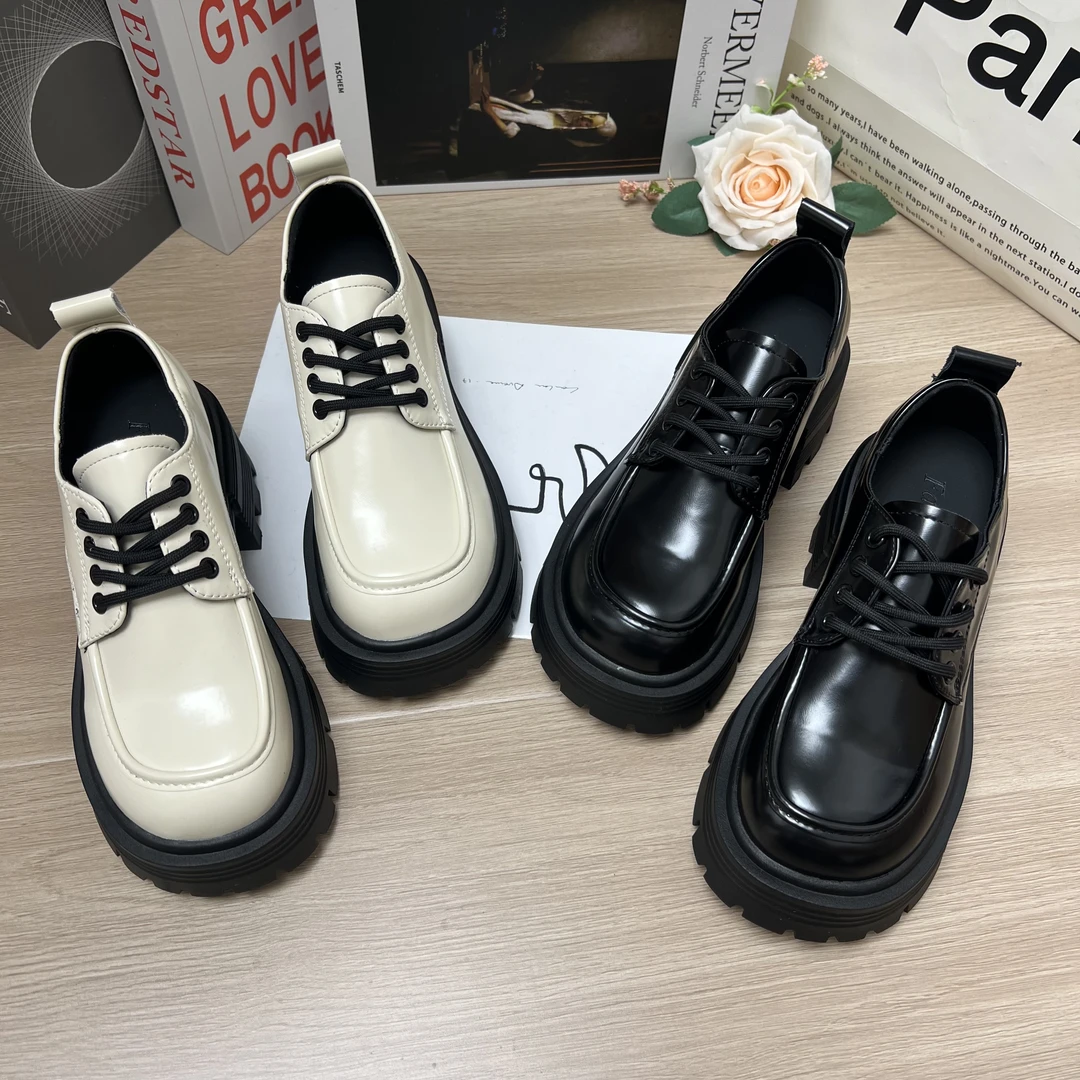 【XX】黑色小皮鞋女2025年春季新款复古英伦风法式系带单鞋百搭