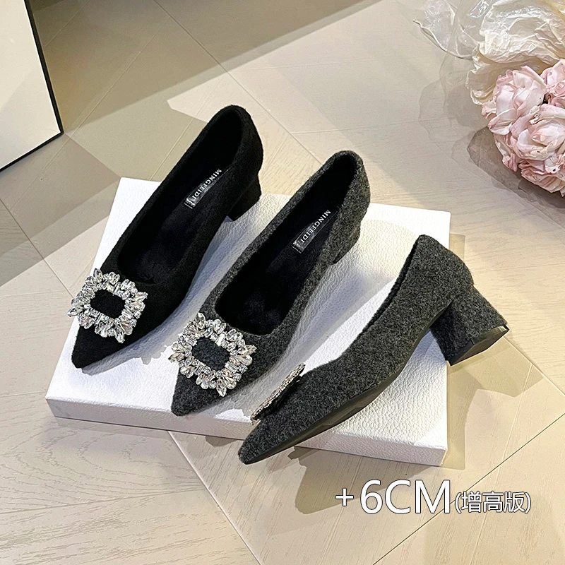 2025今年流行鞋子女款爆款呢子大衣专用气质女款网红百搭时尚女鞋