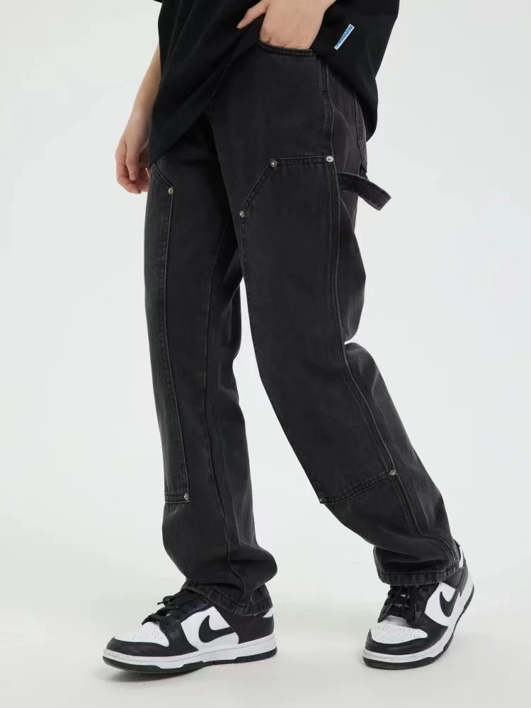B7-4黑色“铆钉“牛仔裤（8052）