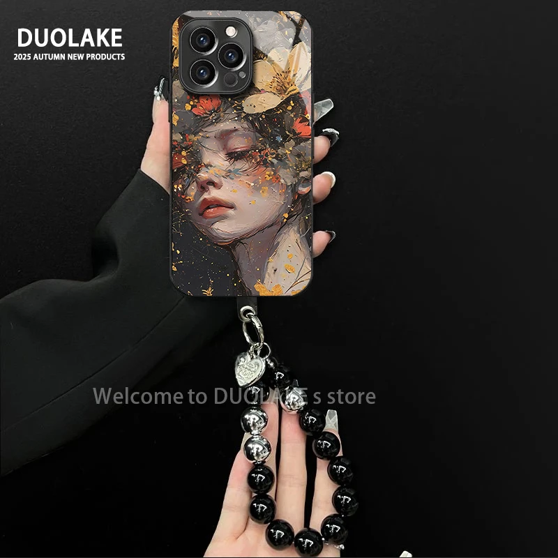 繁花蝴蝶女孩适用苹果vivo华为oppo小米iPhone17电镀玻璃手机壳潮