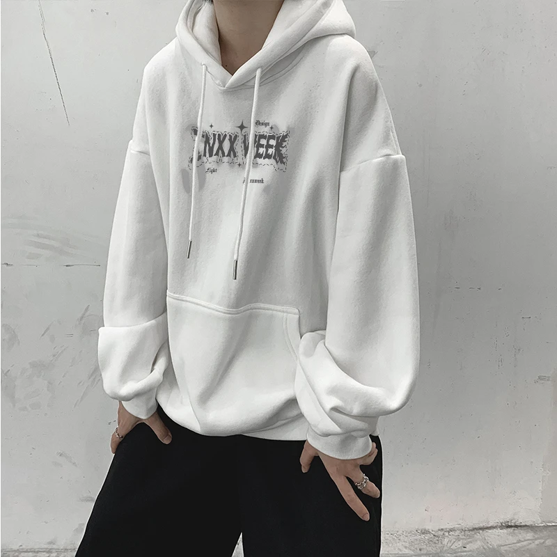 【400g重磅】连帽卫衣男春秋美式印花男生长袖百搭休闲帽衫外套男