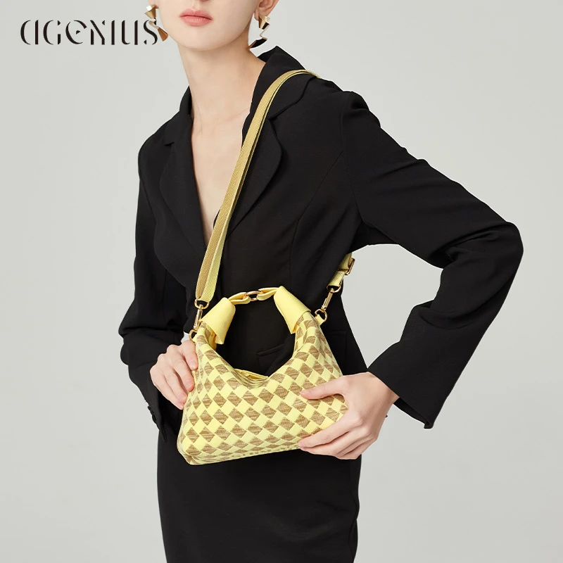 DGENIUS原创设计编织女包2025新款爆款格子手拎包轻奢单肩斜挎包