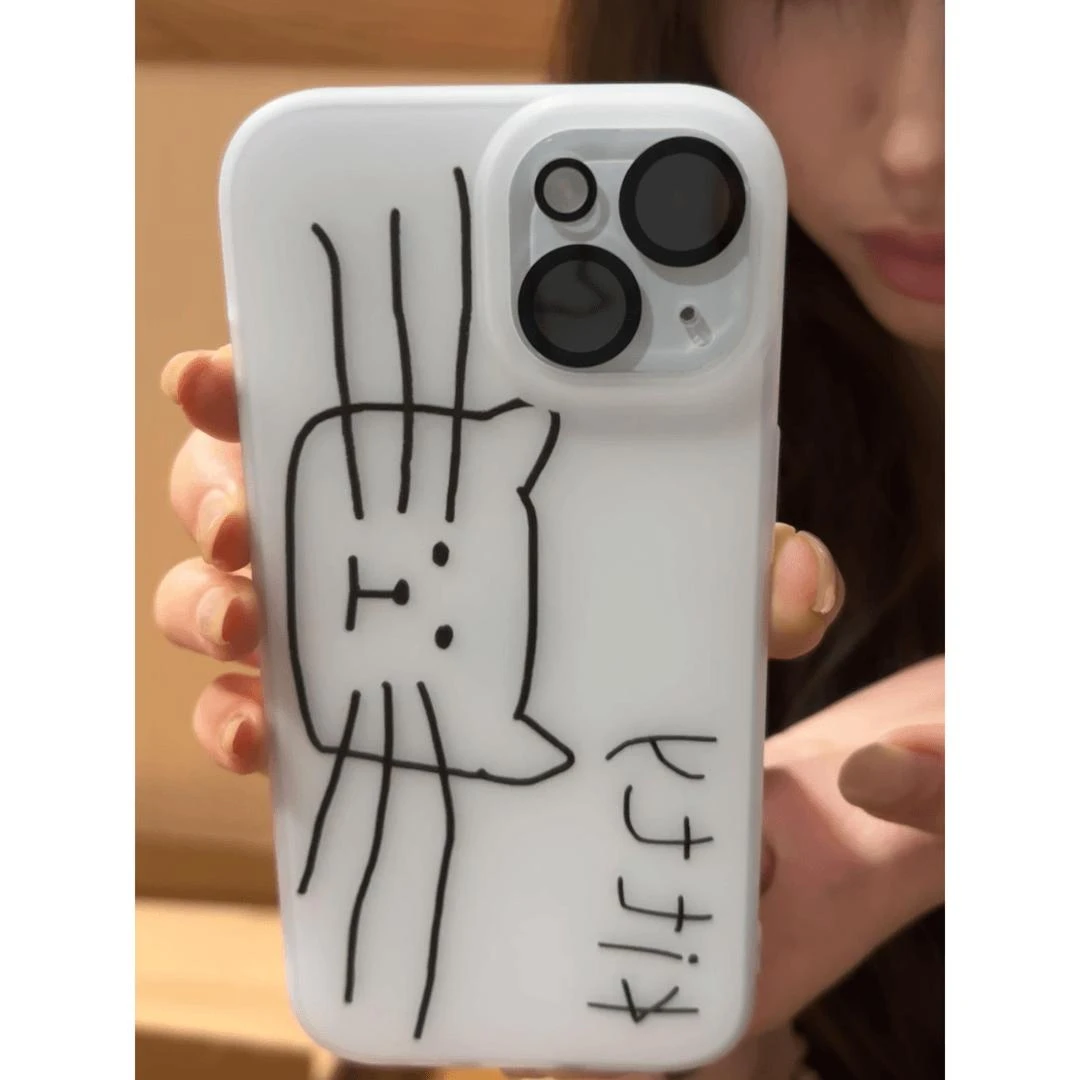 奥菲顿简约线条猫咪适用iPhone16磨砂手机壳华为P70vivoppo小米15