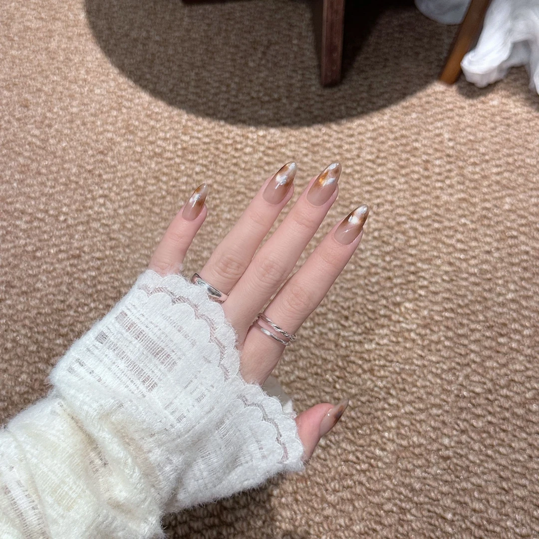 [茶卡]显白水润玻璃珠猫眼纯手工穿戴甲 18种甲型定制