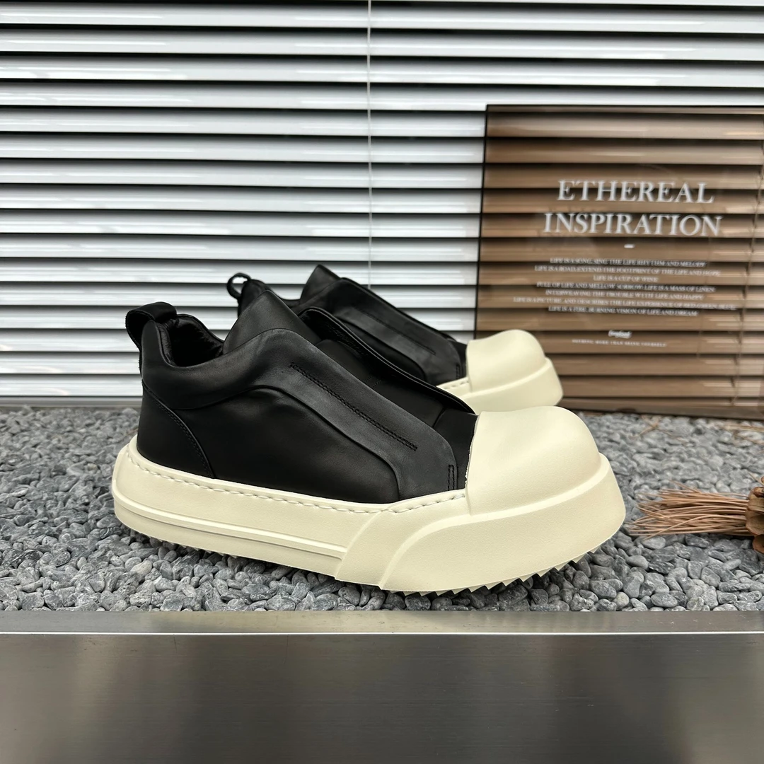 高帮男款2025秋季新款一脚蹬懒人鞋潮流厚底增高鞋百搭轻便马丁靴