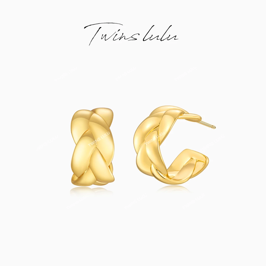 TWINS LULU 镀K金 新年款【原创】爆款精致时尚C形扭纹耳环TSL2903