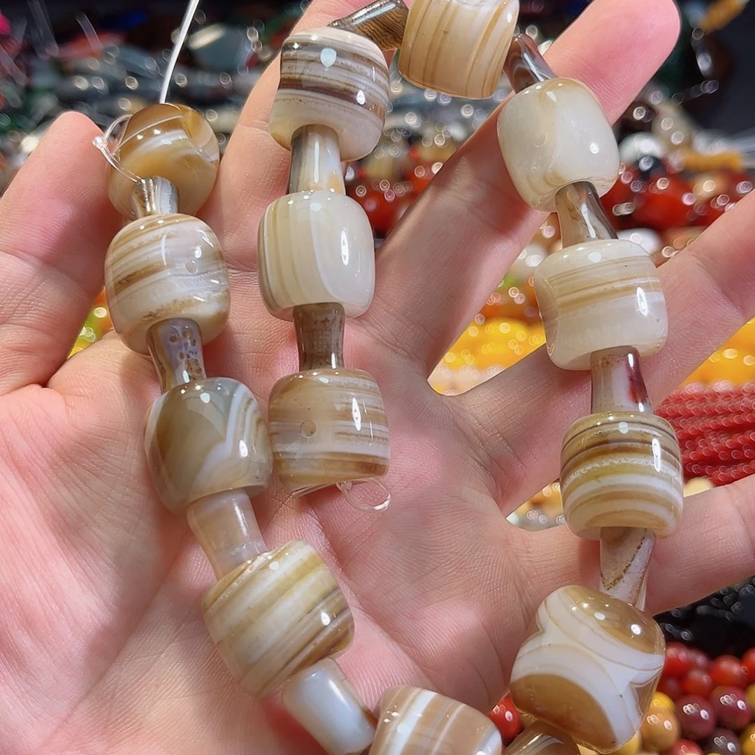 玛瑙/玉髓合金珠宝半成品蚕丝玛瑙三桶一条18mm13套