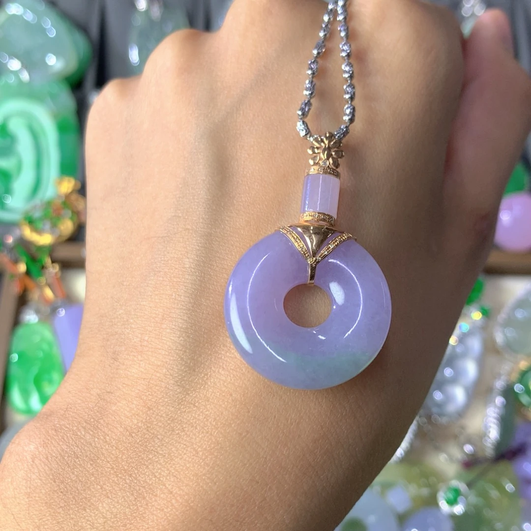 翡翠18K金镶嵌吊坠(不含链)