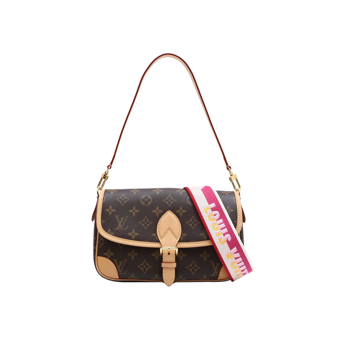 未使用 LouisVuitton/路易威登 【念念】法棍包 黄紫宽肩带