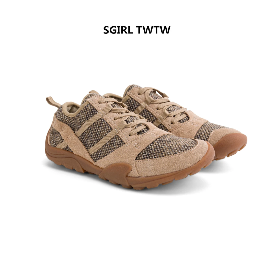 SGIRL TWTW2025年秋季真皮拼色屏边防滑透气平底时尚休闲鞋女鞋潮