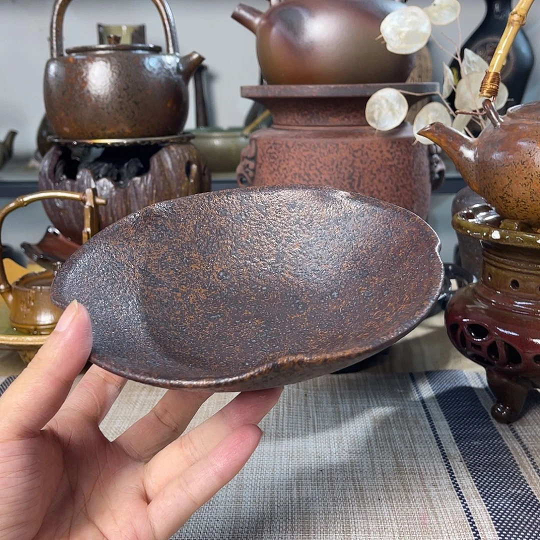 碟紫砂粗陶实用茶盘