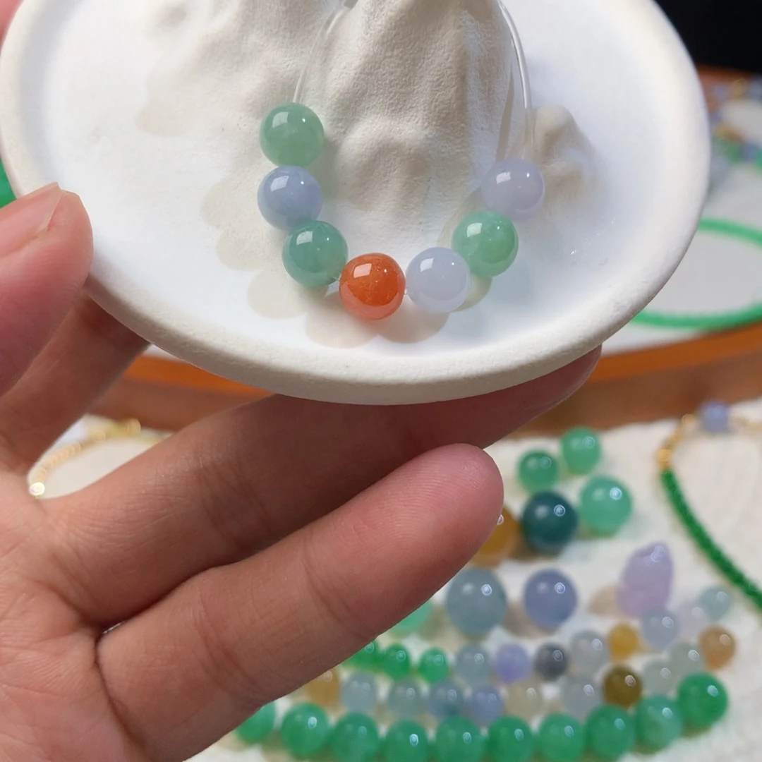 翡翠散珠7mm弄色系七颗一组