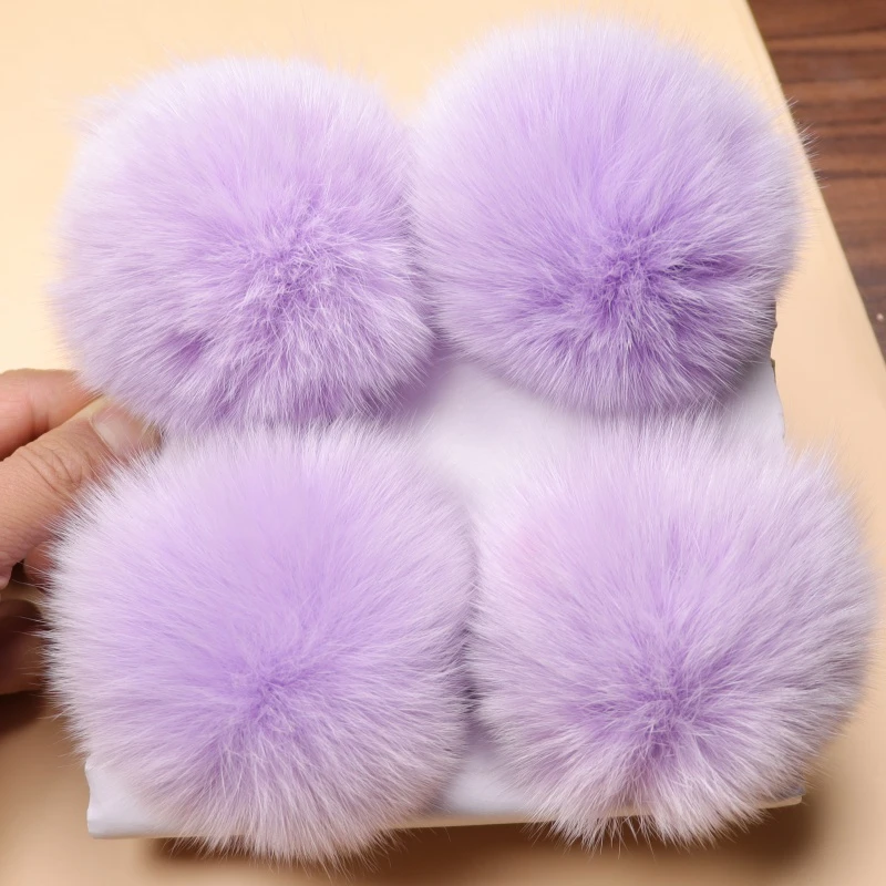 皮筋扣狐狸真毛球diy服装饰品10cm超大皮草妲己毛绒球帽子配件