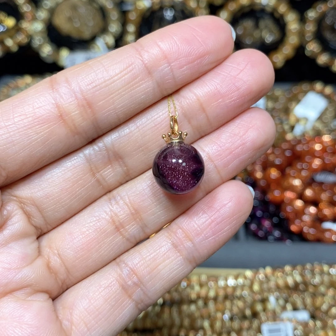 水晶吊坠18K金镶嵌超七12.6mm