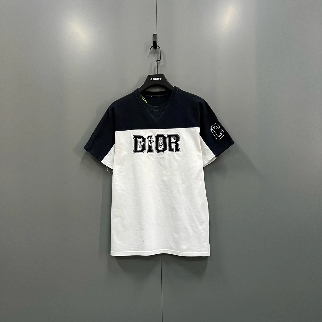 95新 DIOR/迪奥 jp1207 拼色卡通字母logo短袖 M码 611707