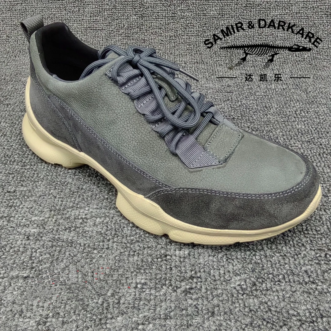 2281灰新款男士户外时尚磨砂皮软底复古潮流运动休闲皮鞋舒适