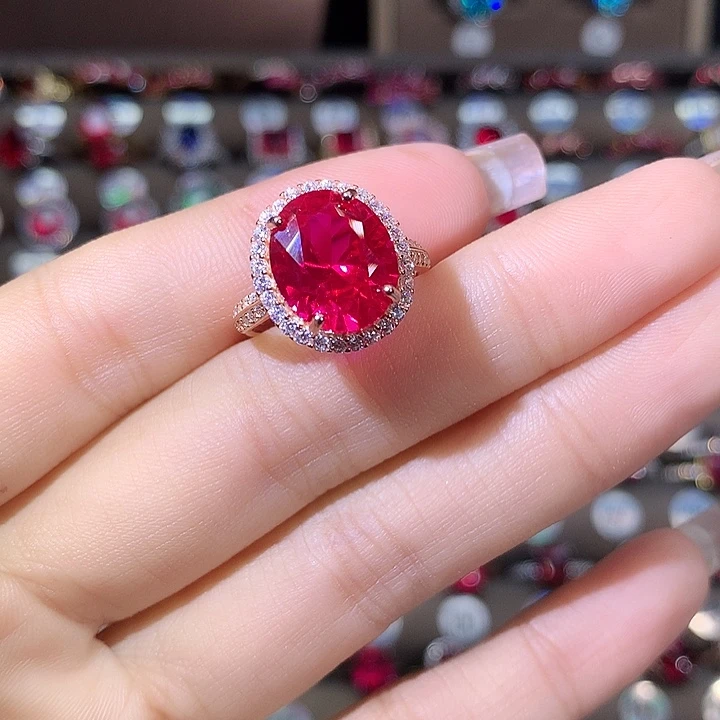 925银鸽血红戒指玫瑰金