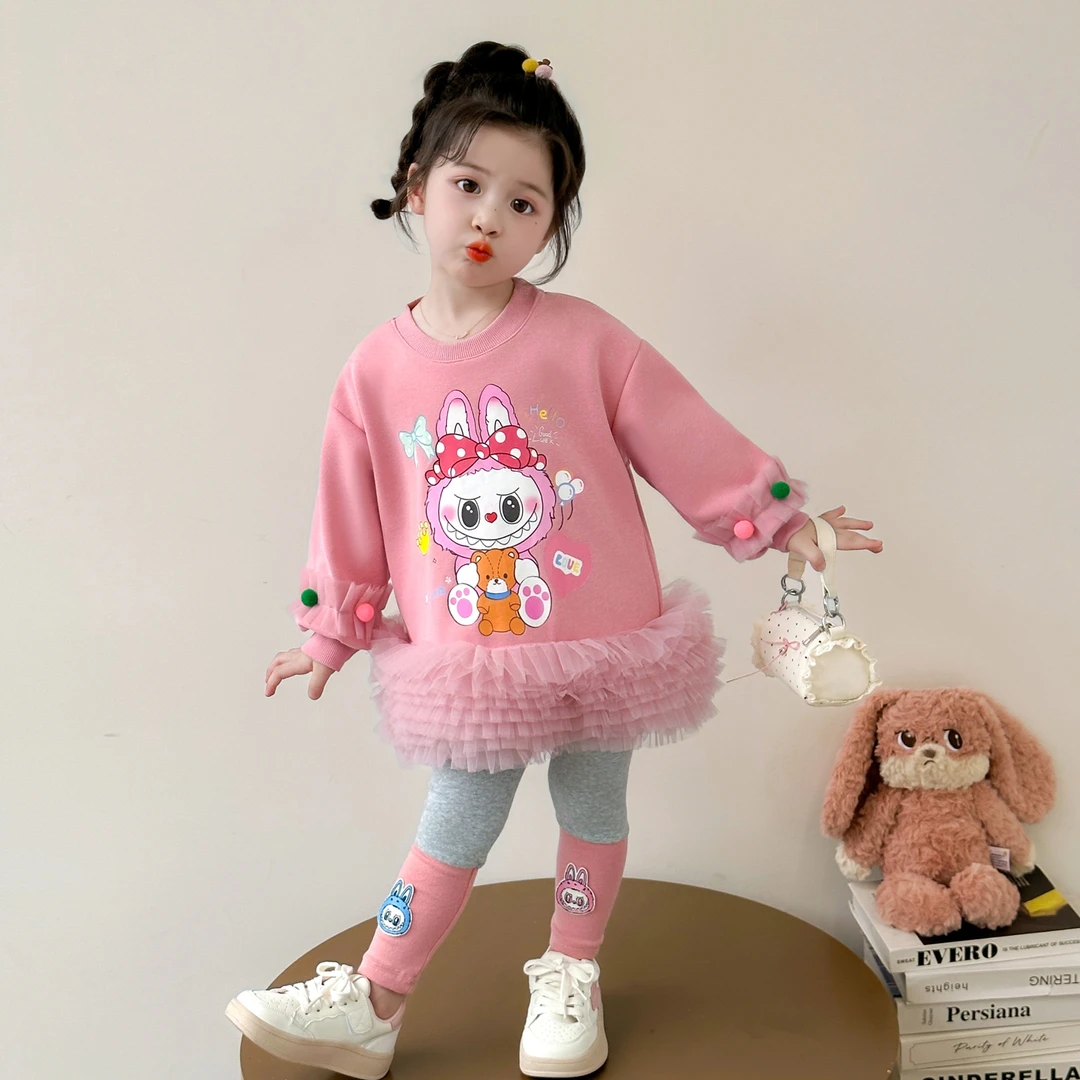 女童套装春装2025新款洋气儿童春秋拉布布宝宝卫衣两件套网红秋装