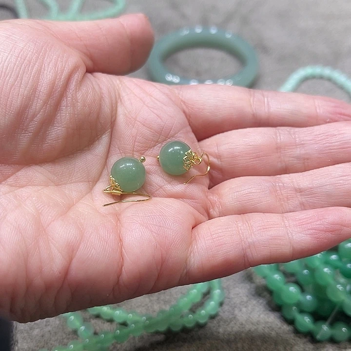 岁***好东陵石银S925镶嵌耳坠