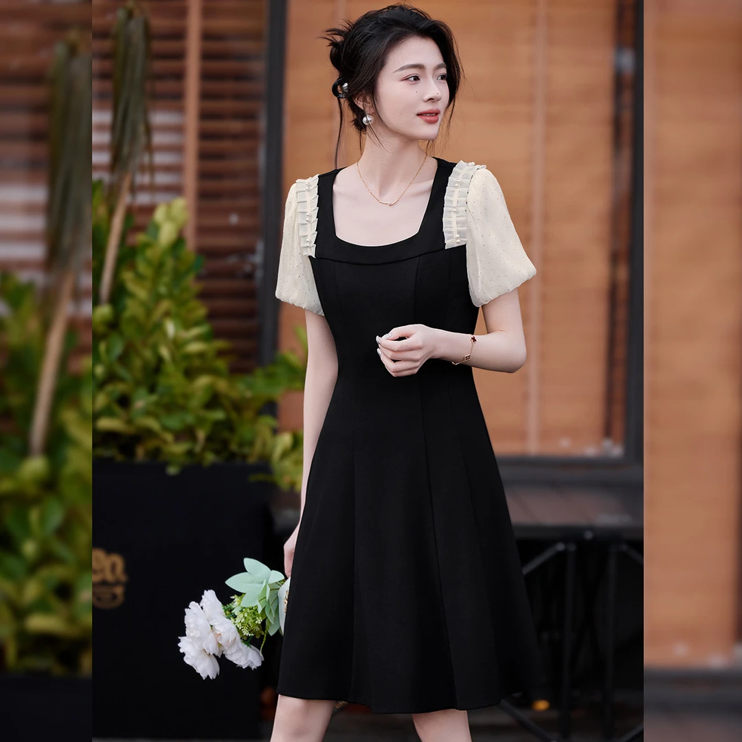【商场同款新品】白鹿语复古版长款木耳边连衣裙WYU20084