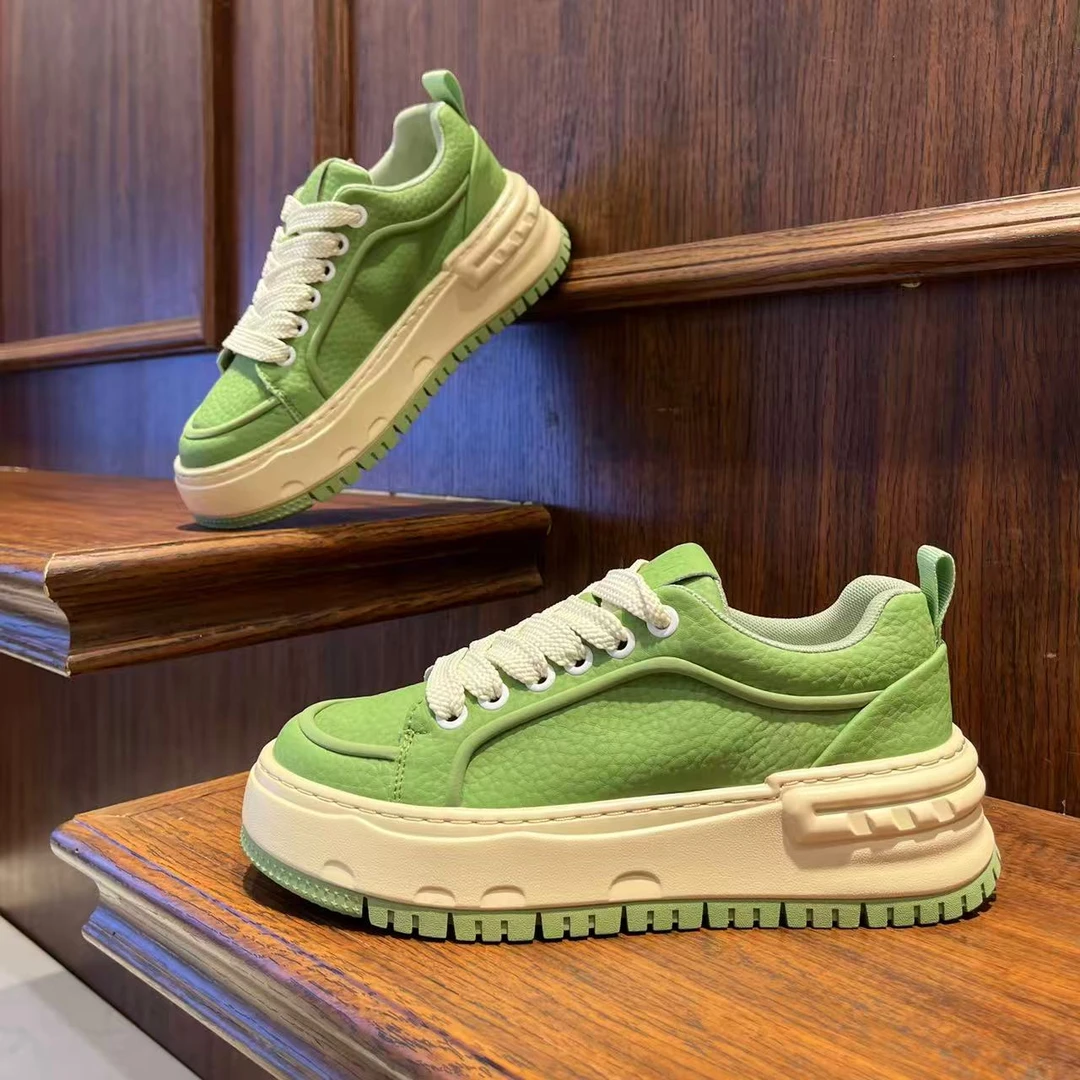 男鞋2025纯色厚底秋季皮面百搭增高舒适休闲鞋时尚ins低帮潮男鞋