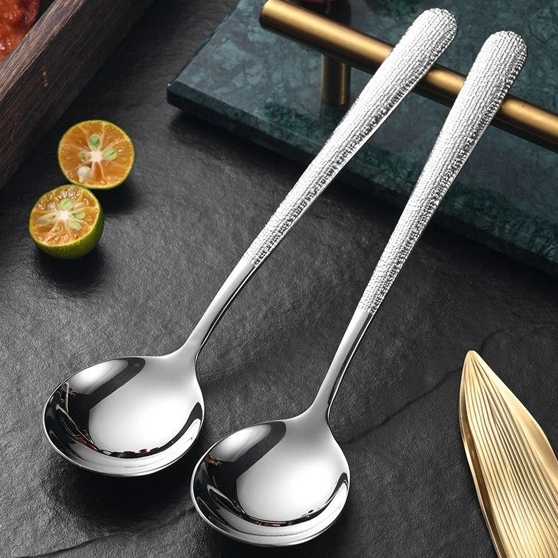 【老板娘自用轻奢款】日式锤纹18/10不锈钢西餐勺主餐更吃饭勺调羹