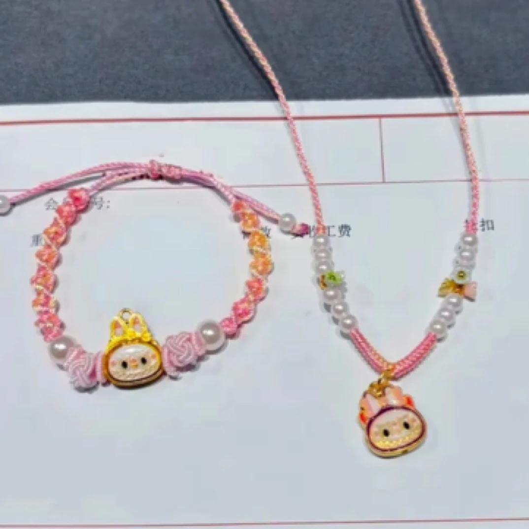 足银手链 999拉布布手绳纯银女款手链项链卡通可爱送闺蜜女友礼物