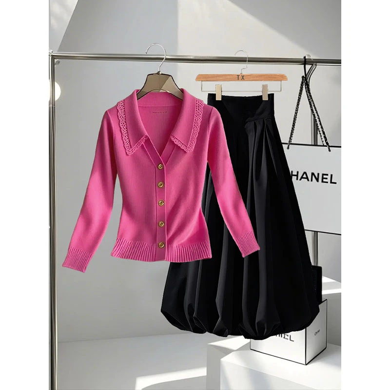 2025秋季新款穿搭一整套爆款温婉大方显瘦减龄上衣气质高腰花苞裙