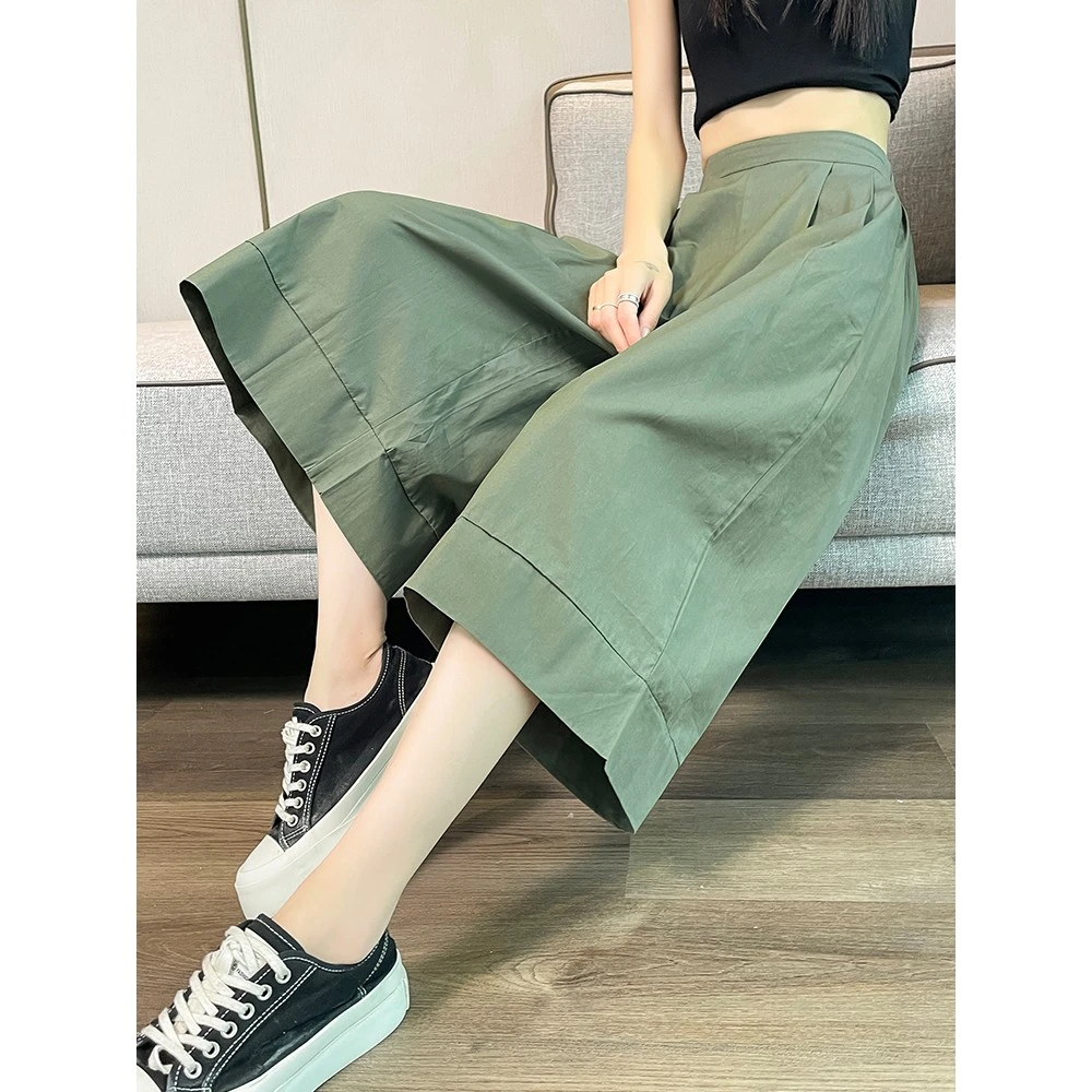 工装阔腿裙裤女2025新款夏季薄款高腰宽松显瘦速干七八分休闲裤子