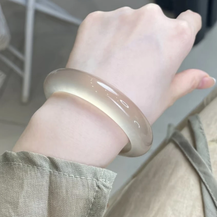 【天然玛瑙】马料香槟金手镯天然冰透荔枝冻玉镯富婆推荐