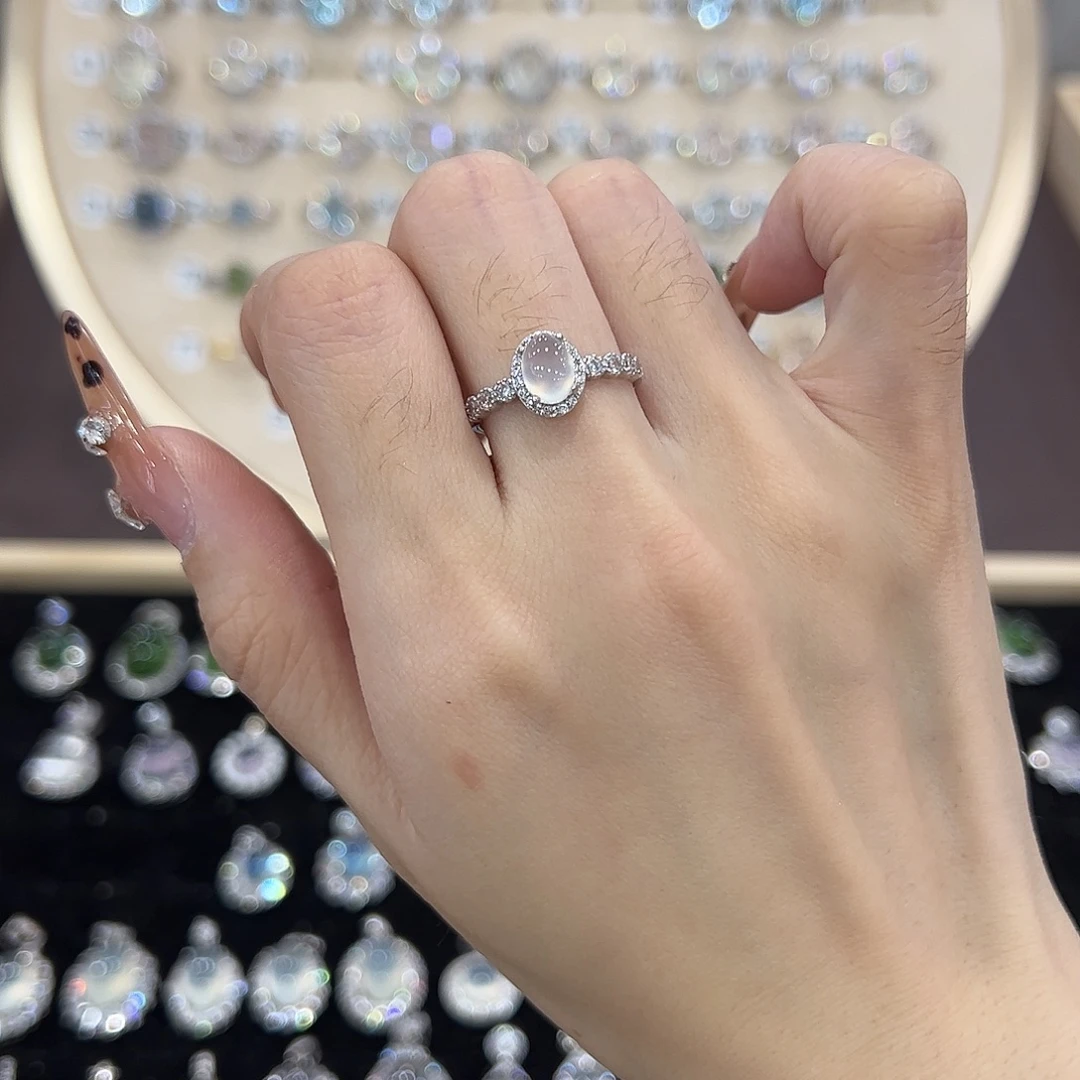 蛇纹石玉银S925镶嵌戒指