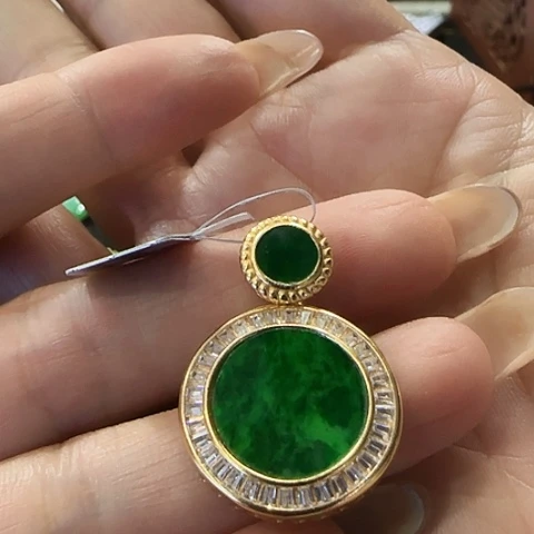 翡翠银S925镶嵌吊坠(不含链)