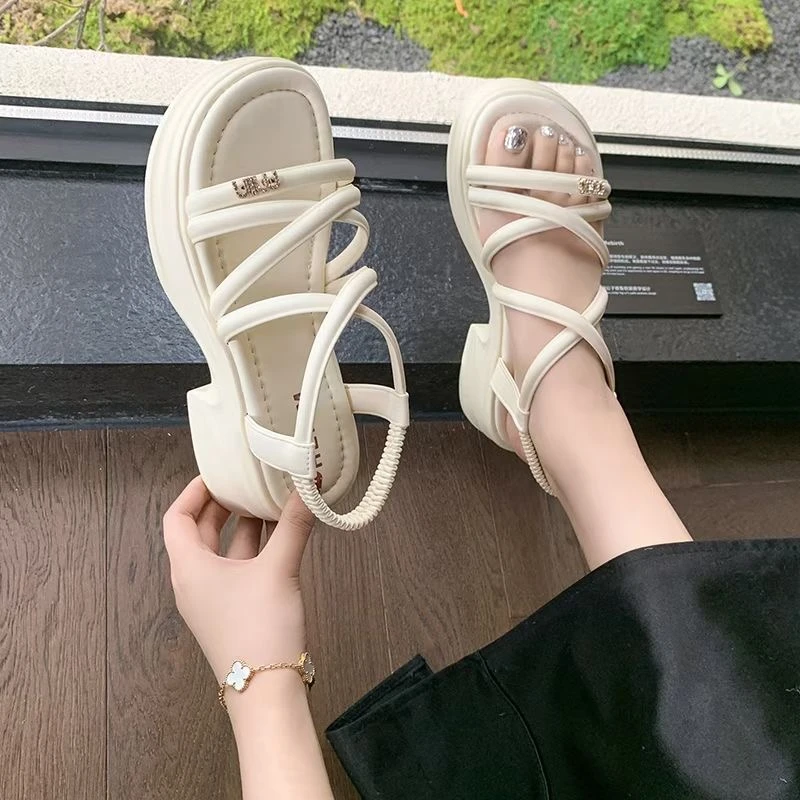 女款厚底显高防滑罗马夏季配裙子凉鞋适合小个子网红时尚凉鞋5179