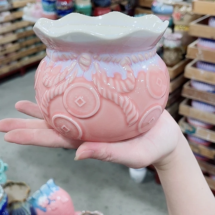 有孔，凑10元包邮陶瓷花盆发货！