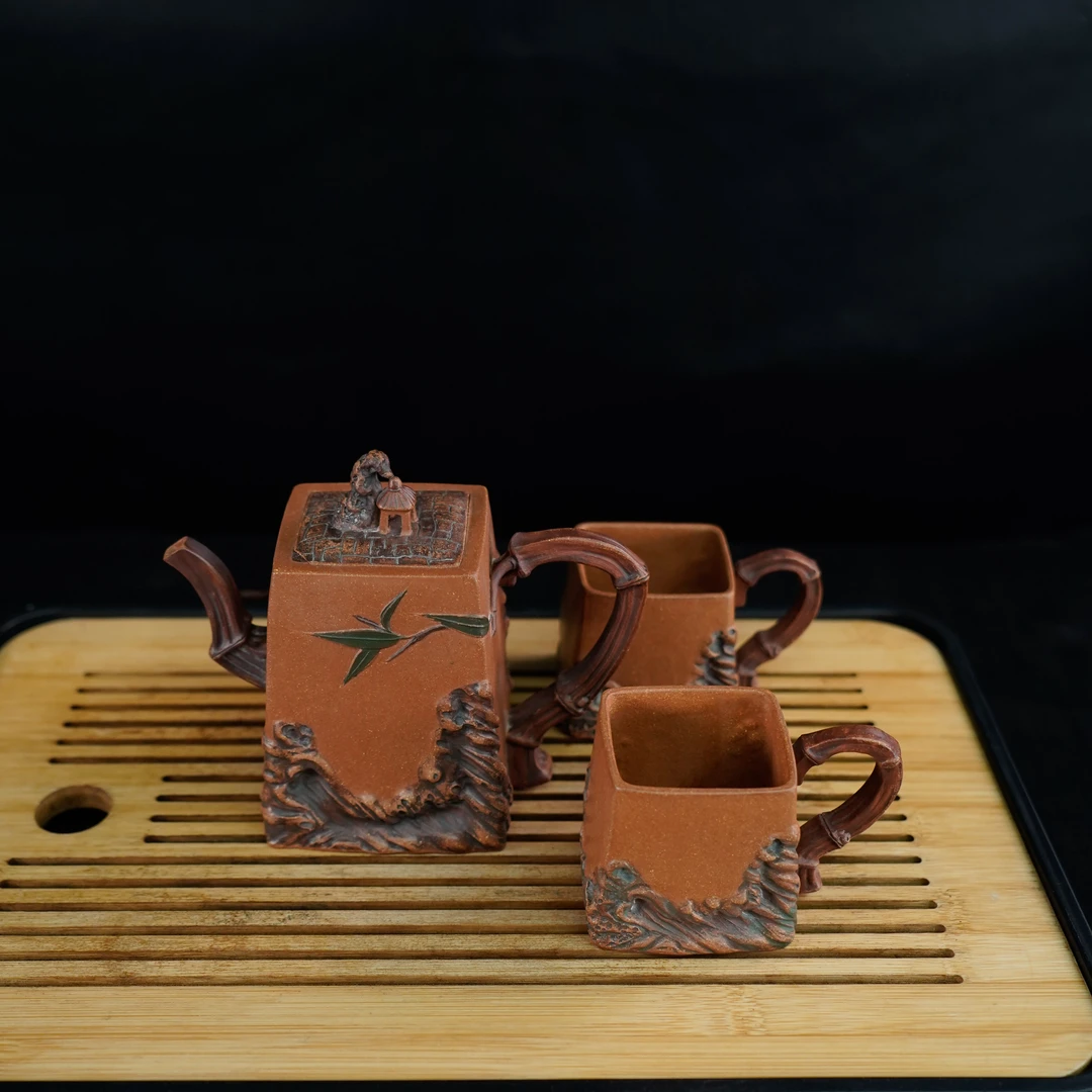 GSZS-6405  陈刚  宜兴手工紫砂  竹亭套组