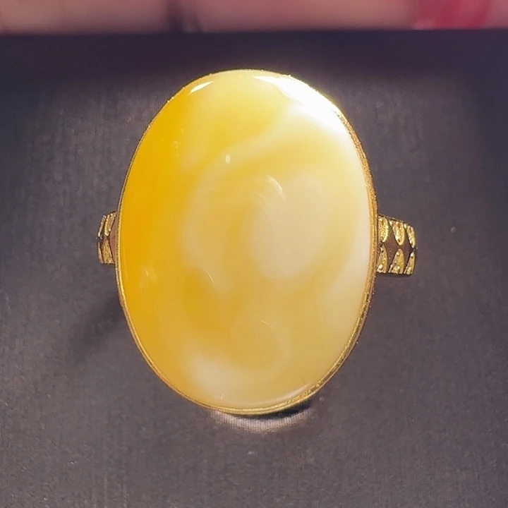 蜜蜡银S925镶嵌戒指戒指