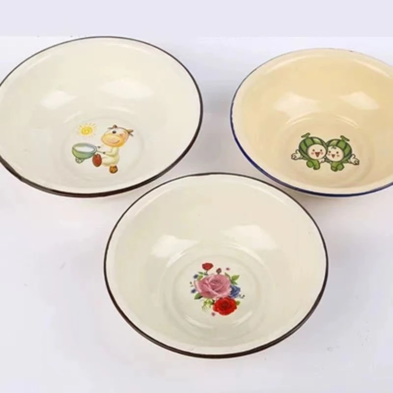 珐琅搪瓷16公分口径汤碗拍下请看详情图介意勿拍花色随机1个