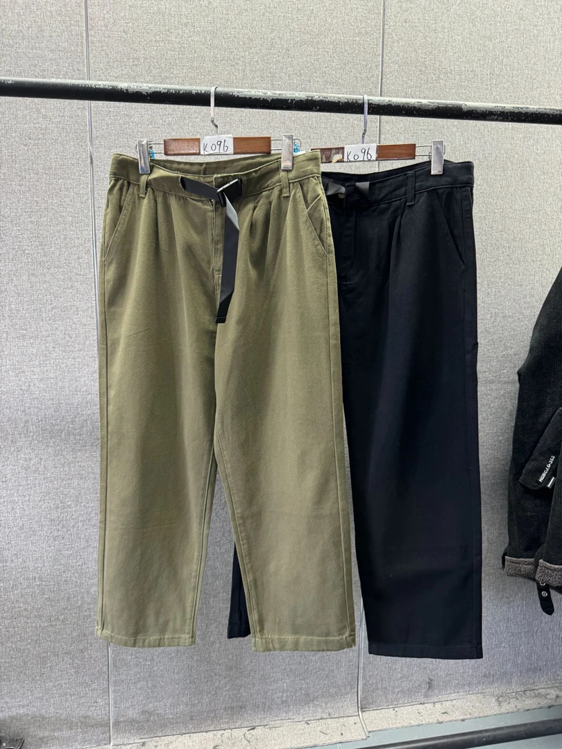 K096春秋潮牌日系简约纯色设计感系带宽松直筒休闲长裤